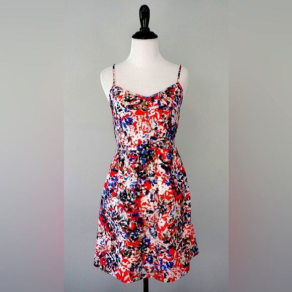 J Crew Colorful Summer Dress Sz 10 Red White Blue - Picture 1 of 5